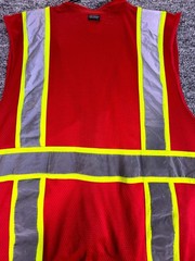 Uline Safety Work Vest Mens XL Red Sleeveless High Visibility Reflective Utility