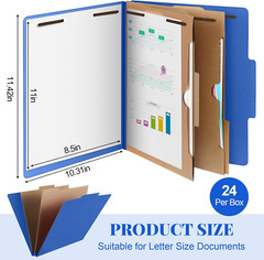 24 Pcs Pressboard Classification Folders with 2 Pocket Dividers,2 Inch Expansion