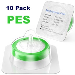 10Pcs Sterile PES Membrane Syringe Filter 33mm 0.22 Micron Chemistry Hydrophilic