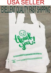 THANK YOU T-Shirt Bags 11.5″ x 6.5″ x 21″ White Plastic Shopping bag 100- 1000