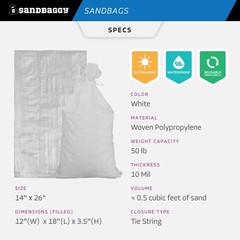 Sandbags – 25 White 14″ x 26″ -Sandbag Sand Bags Bag Poly by Sandbaggy