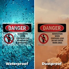 (2 Pack) Renovation Work Contains Lead Do Not Enter OSHA Danger Sign Decal Metal