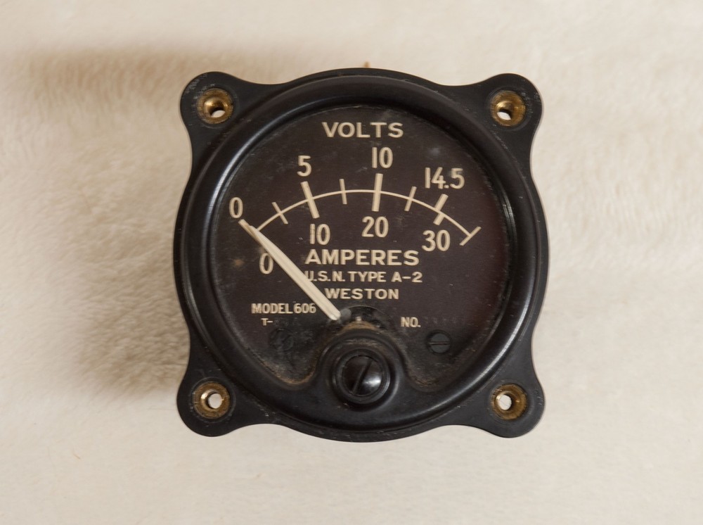 Vintage US Navy Type A-2 Weston Panel Meter, Model 606