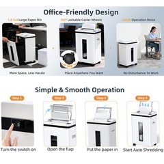 200-Sheet Auto Feed Paper Shredder 22L P5 Micro Cut Credit Card For Office Home