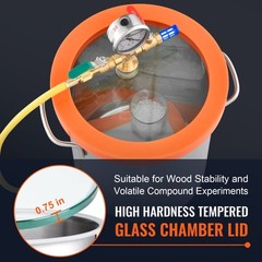 VEVOR Vacuum Chamber Tempered Glass Lid Vacuum 3 Gal Degassing Chamber Silicone
