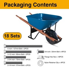 Mrosnail Wheelbarrow Carriage Bolts and Nuts Kit,Stainless Steel One Size, S