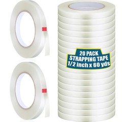 20 Rolls 1/2 Inch x 60 Yards Filament Strapping Tape Transparent Reinforced F…