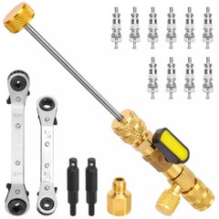 New Valve Core Remover Installer Tool & HVAC Service Wrench Set 1/4 & 5/16 Port