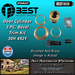 BEST 30H-40H? Commercial Door Lock Cylinder 3-Bezel Trim Kits brushed Red Brass