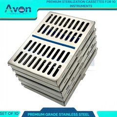 10 DENTAL AUTOCLAVE STERILIZATION CASSETTE RACK BOX TRAY FOR 10 INSTRUMENT