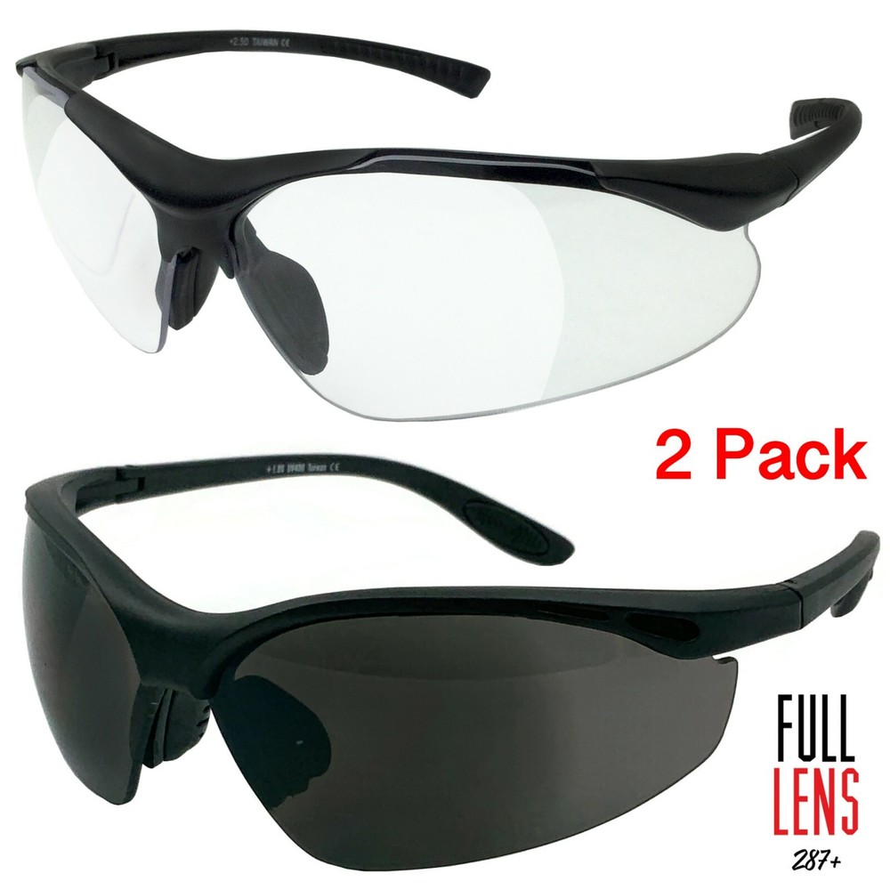 2 PACK LOT Full Magnifying Lens Sunglasses Safety Reader Reading Glasses Z87+