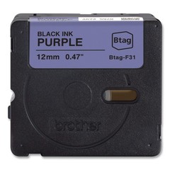 Brother P-Touch BTAGF31 0.47 in. x 13.1 ft. BTAG Label Tapes – BK on Purple New