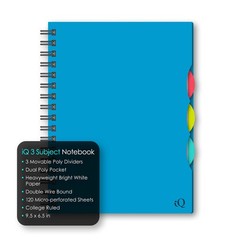 iScholar iQ 3 Subject Poly Cover Double 3-Subject (9.5 x 6.5 Inch), Assorted