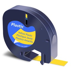 10 PK Black on Yellow Plastic Label Tape for Dymo Letra Tag 91332 LT100T LT100H