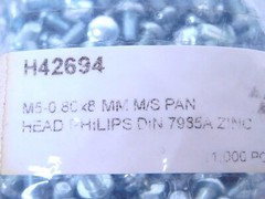 M5-0.80 x 8MM Phillips Pan Head Steel Metric Screw Bolt Grade 7985A Zinc Bulk HR