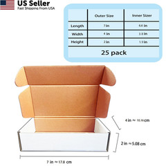 7x4x2 Inch White Shipping Boxes 25 Pack,Small Gift 7”x4”x2”,
