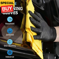 Black Nitrile Disposable Gloves Medium, 50 Count – BBQ, Tattoo, Hair Dye, Cookin