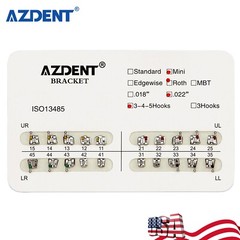10 Packs AZDENT Dental Orthodontic Metal Brackets Braces Roth Slot.022 Hooks 345