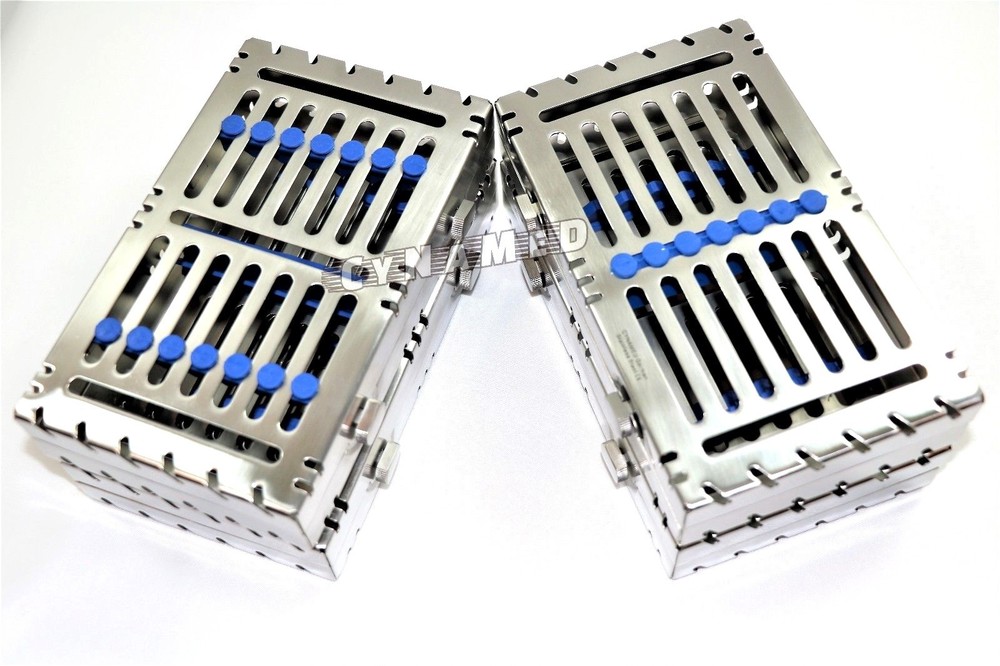 5 GERMAN DENTAL AUTOCLAVE STERILIZATION CASSETTE RACK BOX FOR 7 INSTRUMENT-BLUE