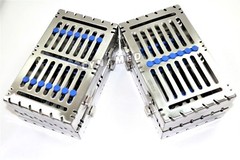 5 GERMAN DENTAL AUTOCLAVE STERILIZATION CASSETTE RACK BOX FOR 7 INSTRUMENT-BLUE