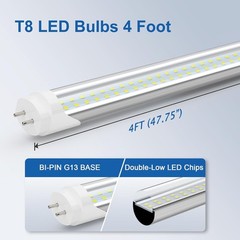4 Foot T8 LED Bulbs 24W 3120LM 6500K Cool White Type A+B 4 Pack