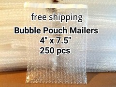 Lots of 250 4″ x 7.5″ BUBBLE OUT BAGS POUCHES SELF SEAL MAILERS BAGS FREE SHIP!!