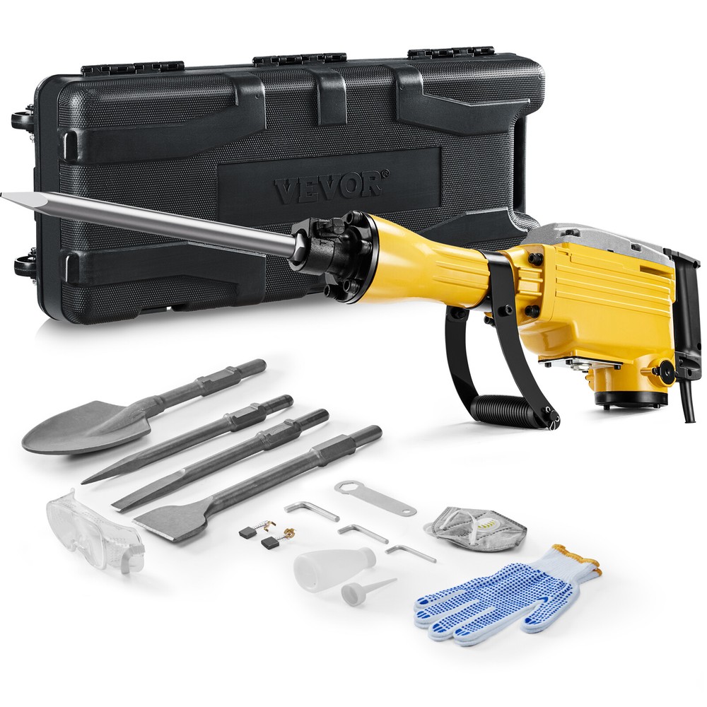 Demolition Jack Hammer Concrete Breaker 2200W Electric Hammer 4 Chisel Bit