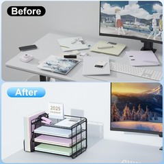 Compact Black Paper Organizer with Vertical File Holder – Ideal for Modern Desks