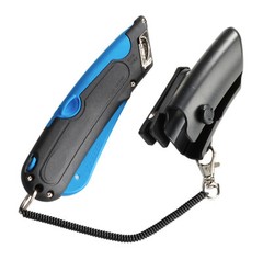 Box Knife Cutter Holster & Easy Cut 1000 Safety Replacement Blades, PK 10 Blades