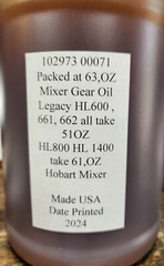 Hobart Mixer Oil HL800/1400 Transmission Oil Direct Replacement