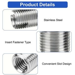 50x Metric Thread Inserts M3-M16 Stainless Steel Self-Tapping For Workshop Use
