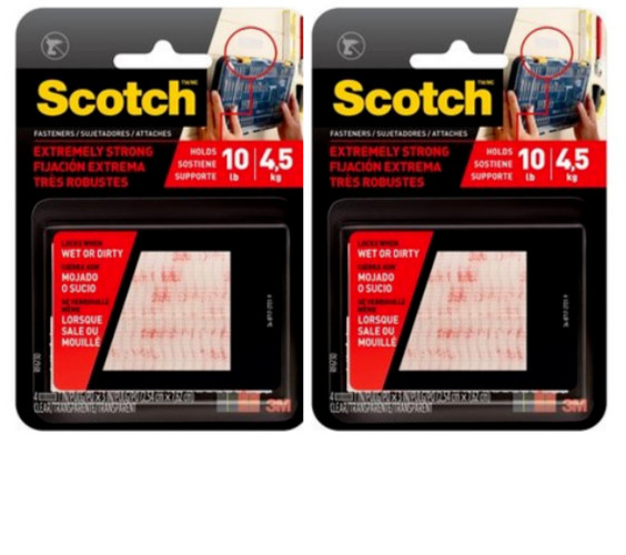 2 Packs Scotch Fastener 3M Indoor Outdoor Heavy Duty Hook & Loop Stick On 8 pcs