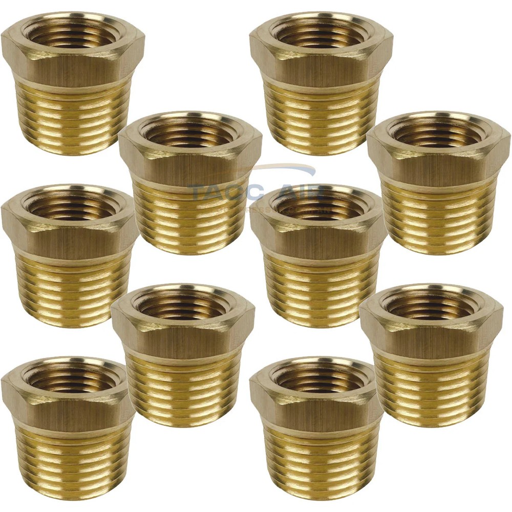10 PC 1/2″ Male x 3/8″ Female Hex Reducer Bushing Adapter Pipe Reducing Fitting