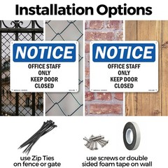 Office Staff Only Keep Door Closed OSHA Notice Sign Metal, Decal – 5 or 10 Pack