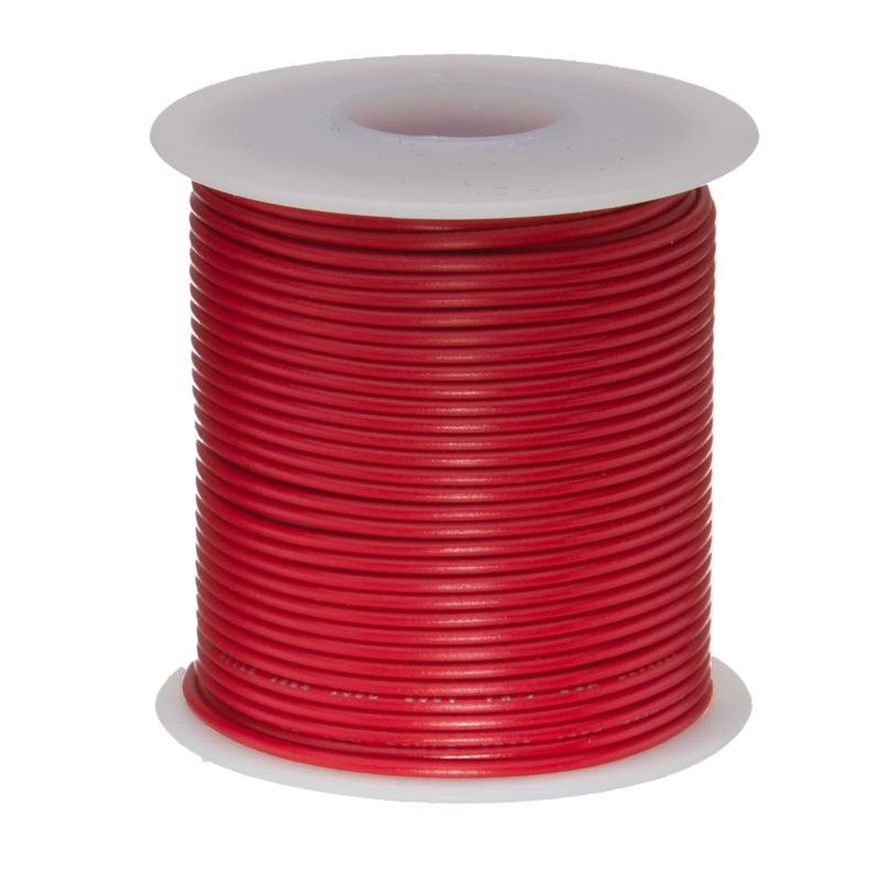 24 AWG Gauge Solid Hook Up Wire Red 25 ft 0.0201″ UL1007 300 Volts