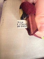 Barneys New York Burgundy Yellow Gold Black Stripe Silk Tie Vintage 80s