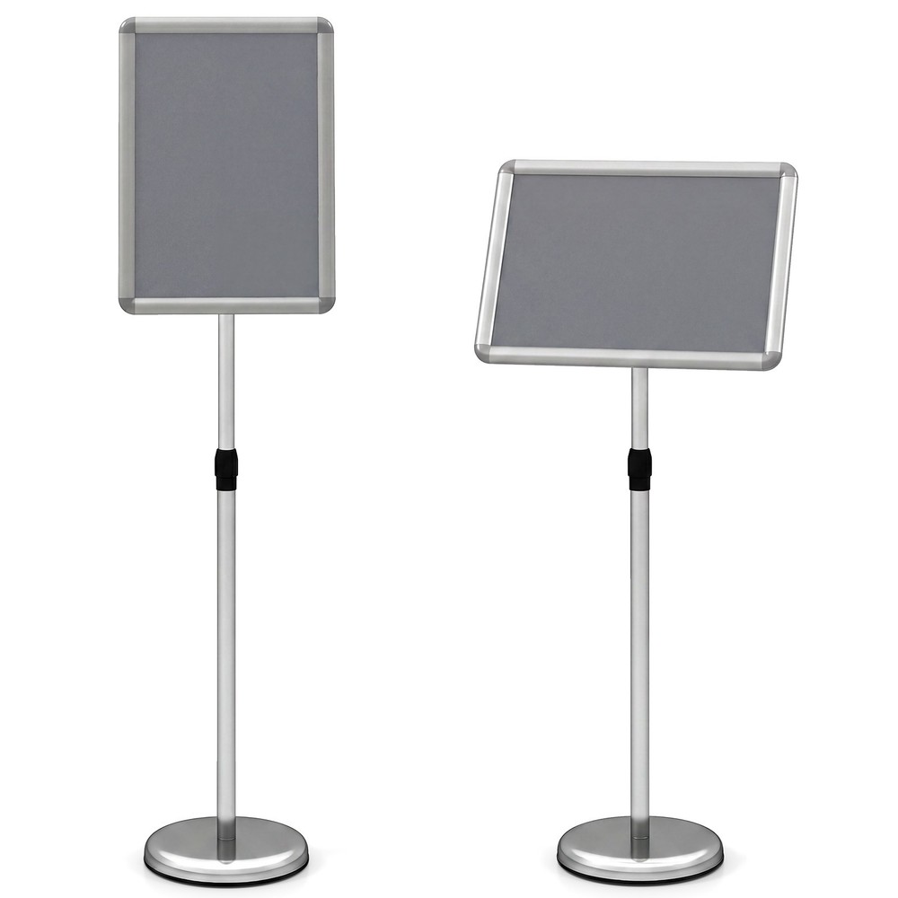 2PCS Sign Holder Stand 11 x 17 Inch w/Snap-Open Frame & 360° Rotation for Malls