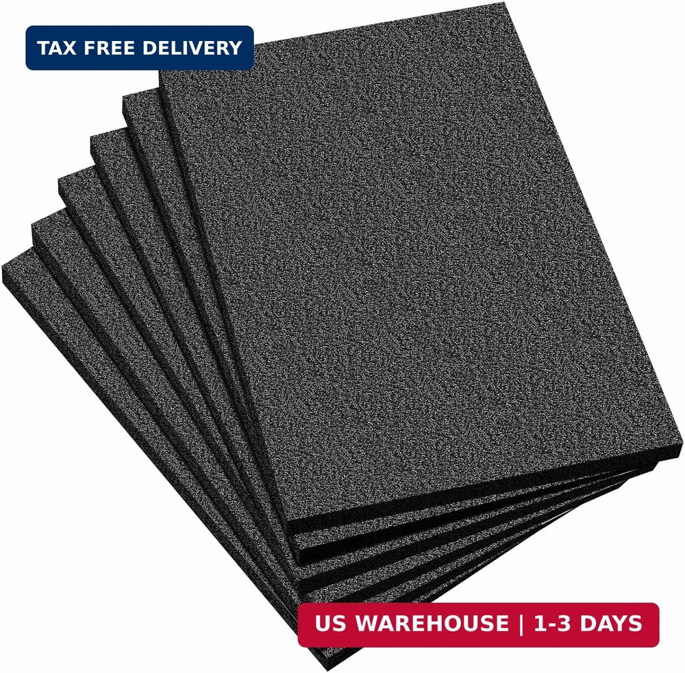 Frienda 6 Pcs 12″ x 8″ x 0.5″ Polyethylene Foam Sheet Thick Black Packing Foam P