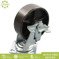 4PCS 6″ Industrial Casters- Heavy Duty Casters, Cast Iron Wheel with Brake