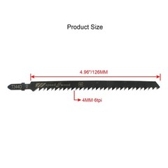 Hitefu 5PCS T344D T-Shank Jigsaw Blades, 6 Inch High Carbon Steel Long Black