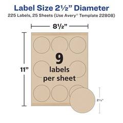 Avery Kraft Brown Round Labels Sure Feed Technology 2.5 Diameter Print To The
