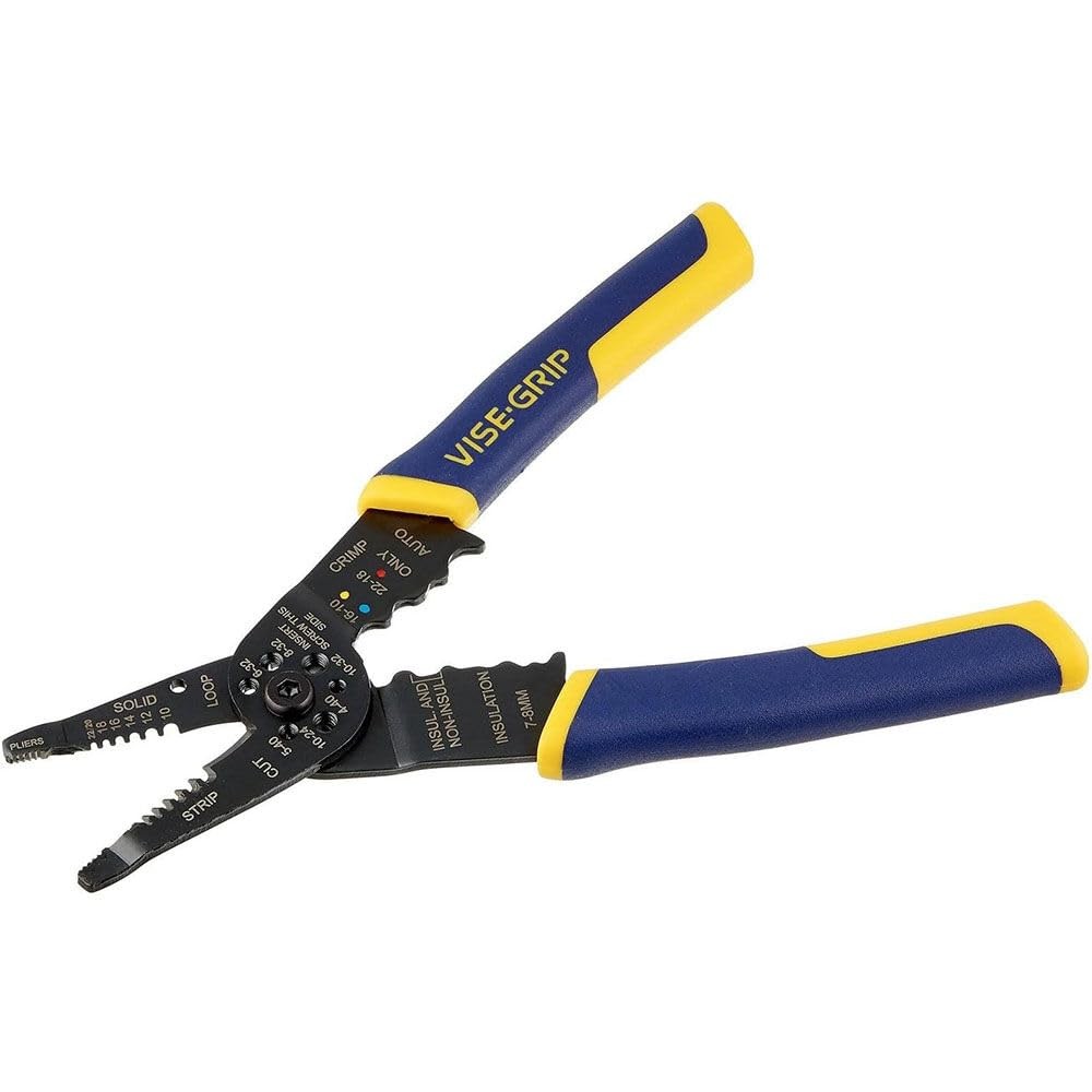 IRWIN Vise-Grip Wire Stripper, 8 Inch, Cuts 10-22 AWG, Plier 8-inch, Blue
