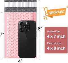 Stylish 4×8 Inch Light Pink Bubble Mailers – 100pcs Reliable Packaging Solution