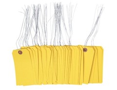 1000 pcs 4 3/4″ x 2 3/8″ Size 5 Yellow Cardstock Hang Tag Tags with Wire 13 Pt