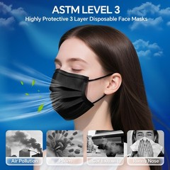 100PCS ASTM Level 3 Highly Protective 3 Layer Face Mask with Ear Loops – Indi…