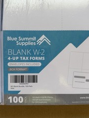 Blue Summit Supplies Blank W2 4-Up Tax Forms w/Envelopes 100 Employee 5 Packages