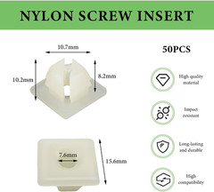 50Pcs Nylon License Plate Screw Inserts Self Tapping Threaded Retainers