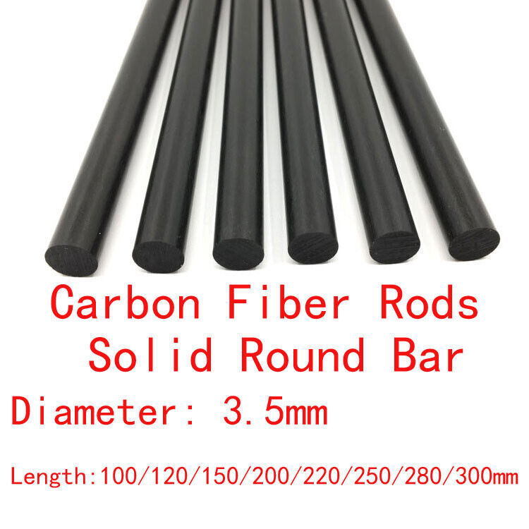 3.5mm Dia Carbon Fiber Rods Solid Round Bar 100/120/150/200/220/250/280/300mm L