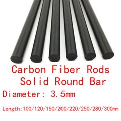 3.5mm Dia Carbon Fiber Rods Solid Round Bar 100/120/150/200/220/250/280/300mm L
