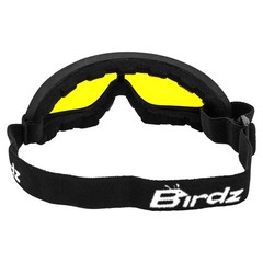 Birdz Eyewear FlyCatcher Padded Motorcycle Goggles Black Frame with Yellow